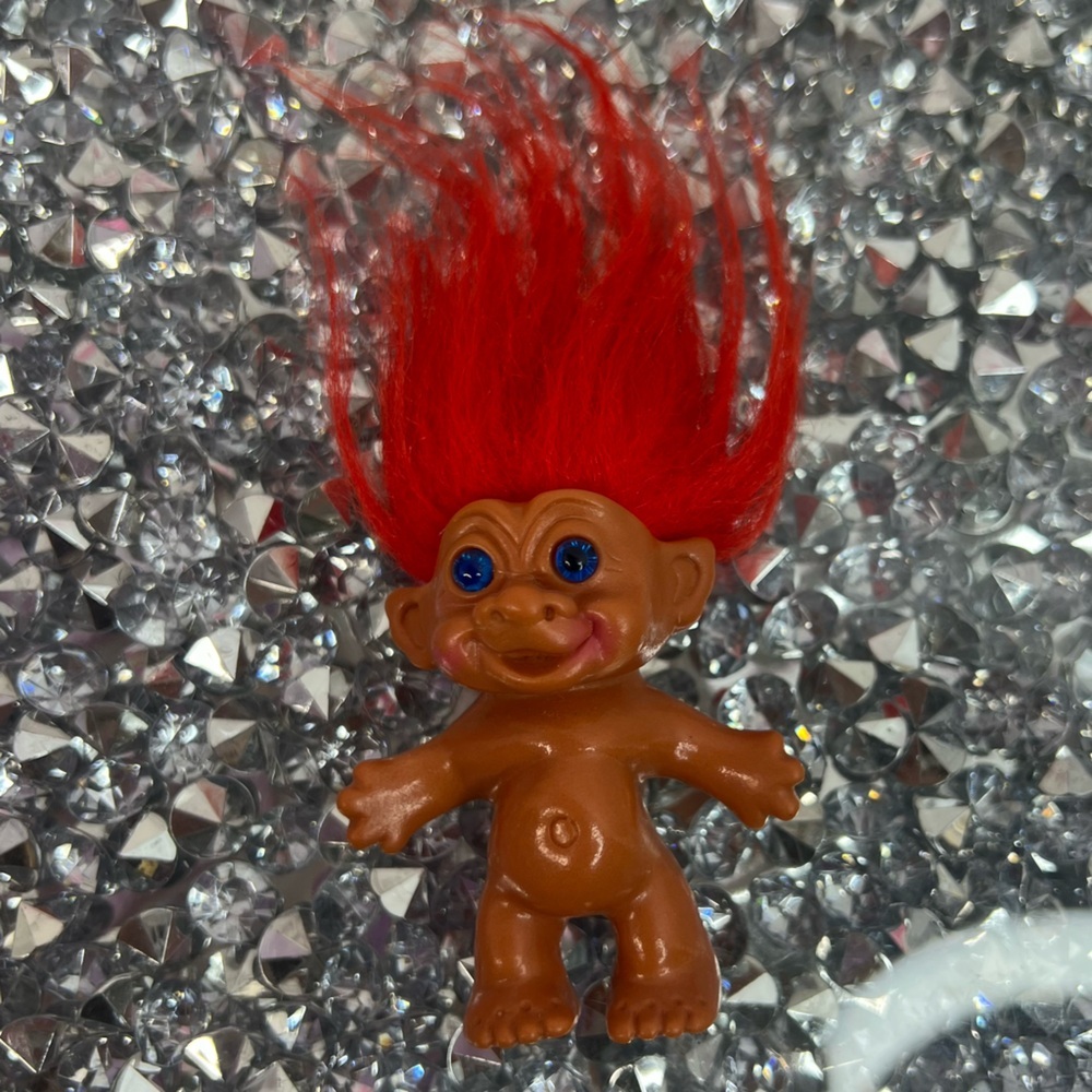 Russ troll red Brown Plastic Troll Doll with Bright Red Hair and Blue Eyes
